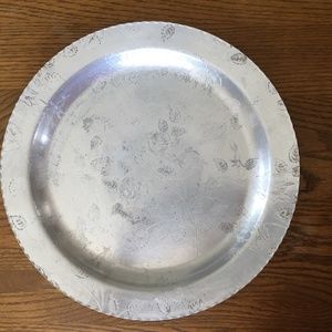 BARRICINI FLORAL & LEAF ETCHED W/SCALLOP EDGE  ROUND TRAY CIRCA 1950 …